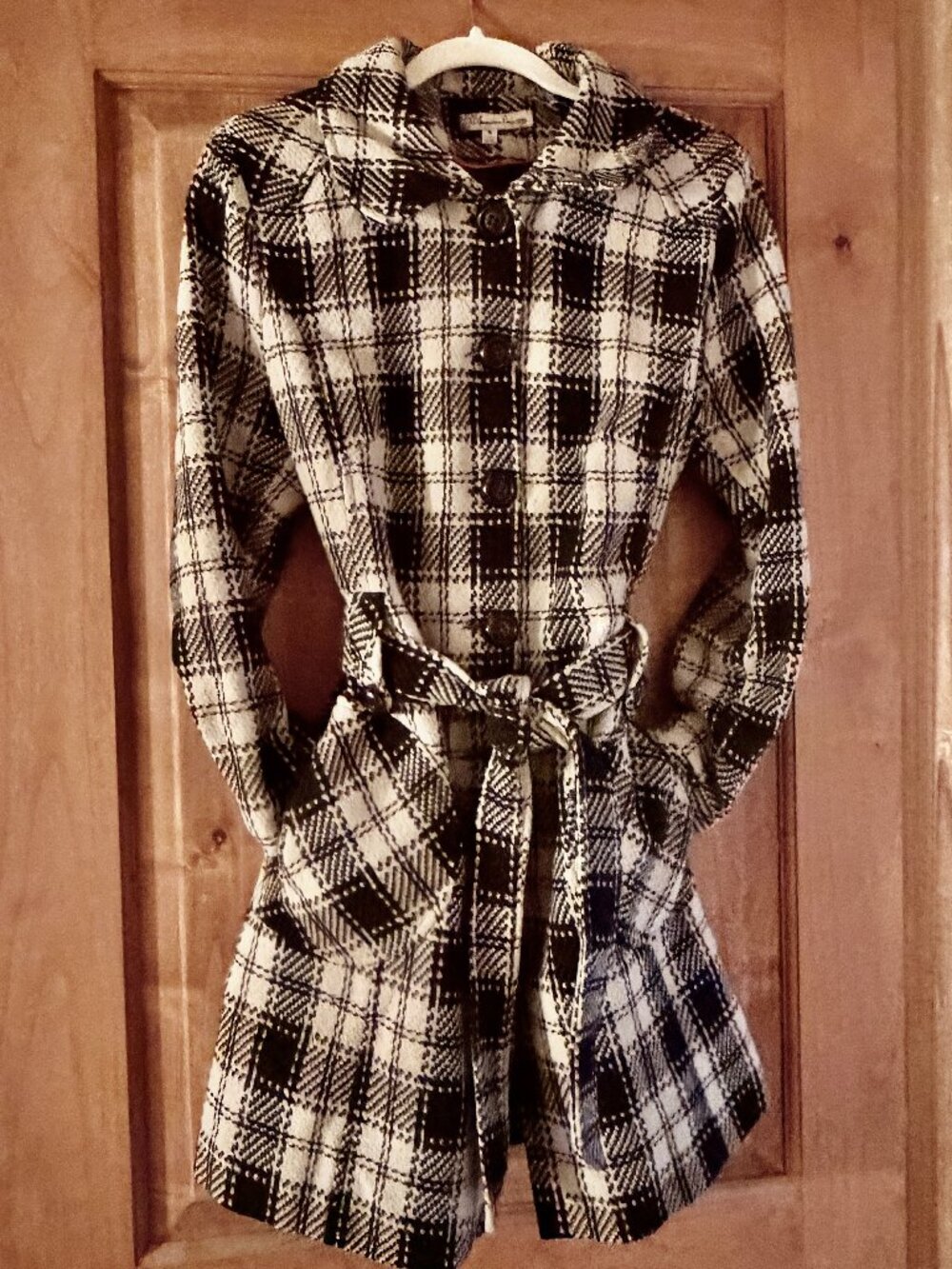 Vintage Brown Plaid American Rag Cie M Belted Peacoat